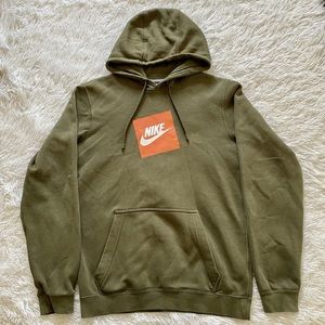 Nike Hot Box Just Do It Box Logo Green Pullover Hoodie Orange Swoosh